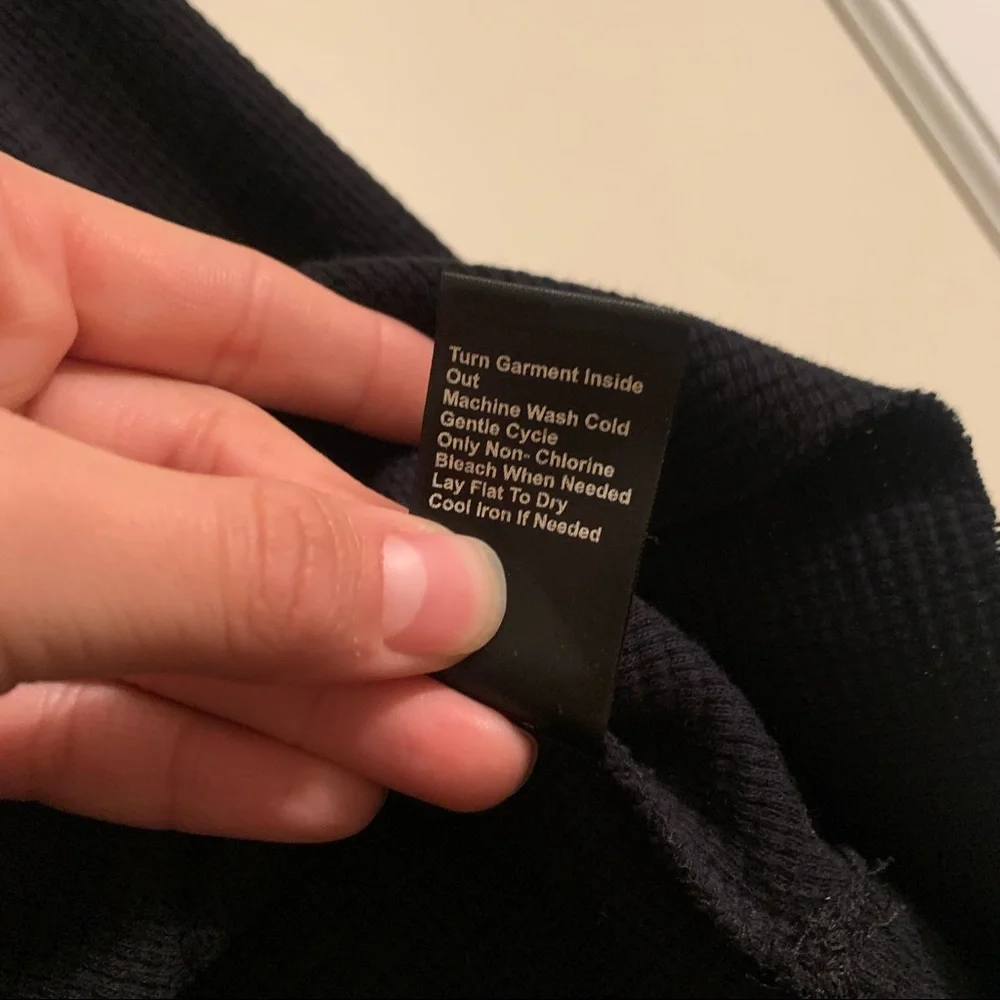 Shyanne Embroidered Black 100% Cotton Raw Hem Thermal Shirt
